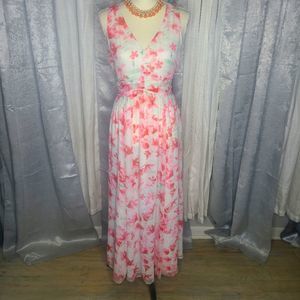 MAKE A OFFER!White with pink floral print woman's Sundress Size S